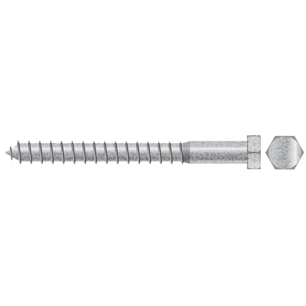 Seachoice Lag Screw, 5/16 in, 4 in, Hot Dipped Galvanized Hex 1514 Zoro